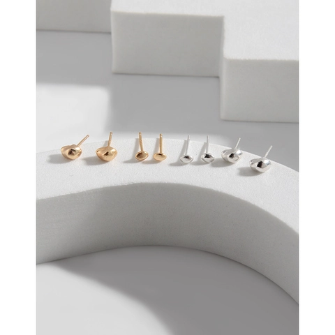 Orecchini a Bottone in Argento Sterling 925 a Forma di Ciottolo Irregolare per Donna Forma Organica a Fagiolo Gioielli Geometrici Minimalisti