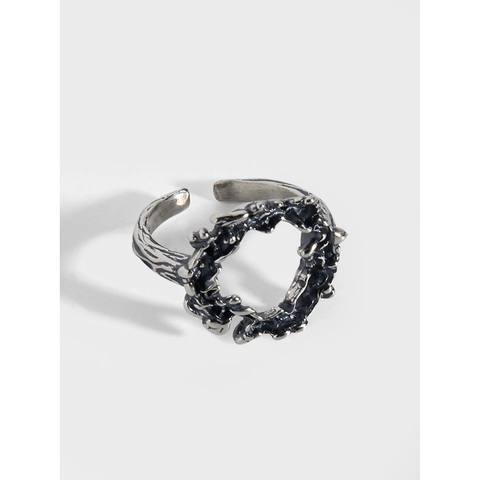 925 Sterling Silver Adjustable Ring For Women Korean Ins Style Irregular Molten Texture Plain Silver Open Finger Ring