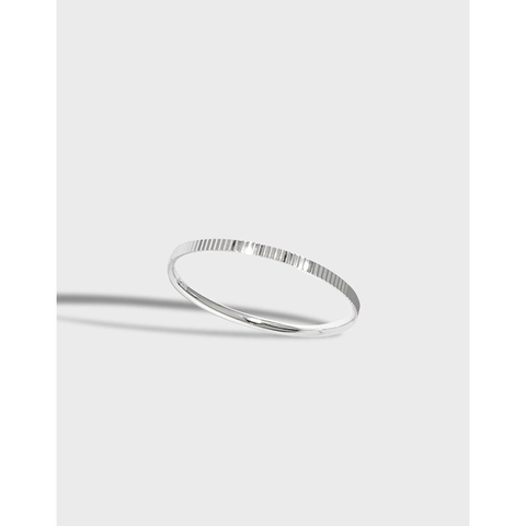 Minimalist S925 Sterling Silver Ring For Women 1mm Knurled Texture Vertical Stripe Thin Finger Ring Niche Design Jewelry