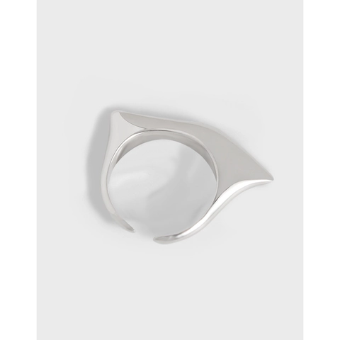 Bague Ouverte Géométrique en Argent Sterling S925 pour Femme Bijoux de Mode Minimalistes Polis Irréguliers Bague Ajustable