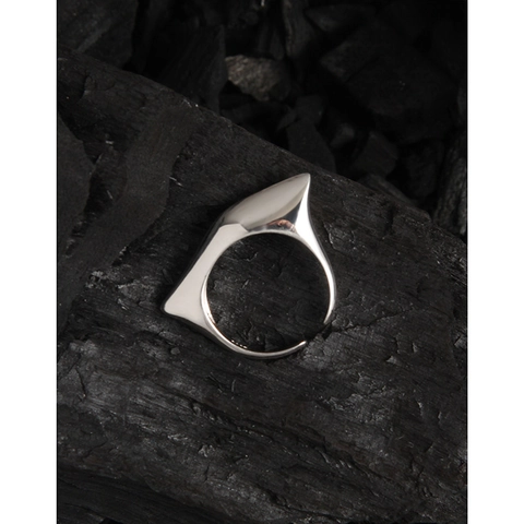 Bague Ouverte Géométrique en Argent Sterling S925 pour Femme Bijoux de Mode Minimalistes Polis Irréguliers Bague Ajustable