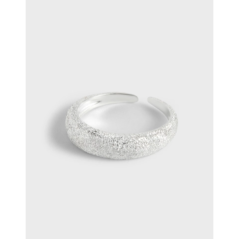 S925 Sterlingsilber Offener Ring Für Damen Minimalistisch Matte Frostige Sternenoberfläche Verstellbarer Fingerring Schmuck Geschenk