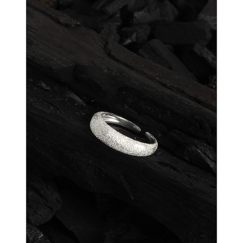 S925 Sterlingsilber Offener Ring Für Damen Minimalistisch Matte Frostige Sternenoberfläche Verstellbarer Fingerring Schmuck Geschenk