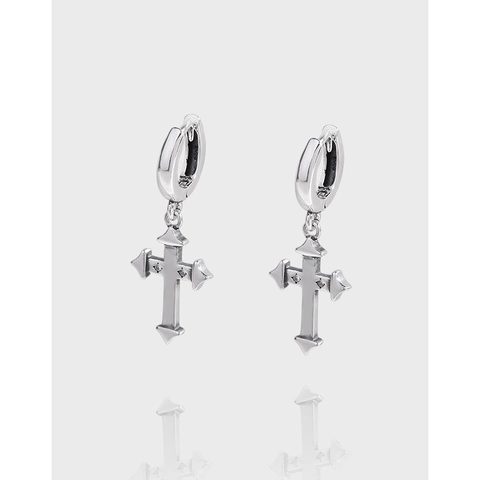 Vintage 925 Sterlingsilber Kreuz Ohrstecker Für Damen Minimalistische Gothische Creolen Mit Zirkonia Retro Schmuck Geschenk
