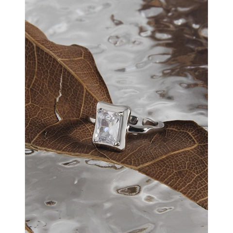 S925 Sterling Silver Irregular Open Ring For Women Minimalist Zirconia Adjustable Finger Ring Fashion Jewelry Accessory