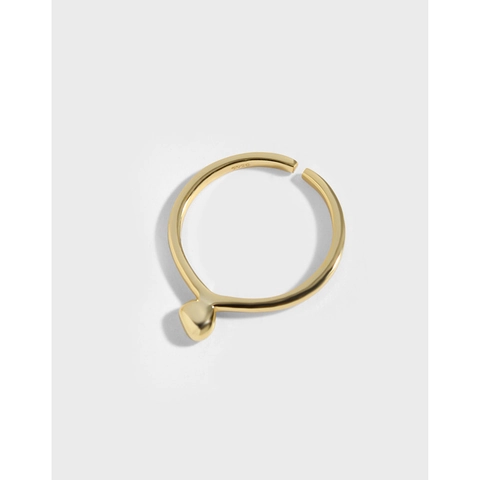 Anello Aperto Regolabile in Argento Sterling S925 per Donna Minimalista Sfera d'Argento Cuore Leggero Lusso Delicato Gioielli