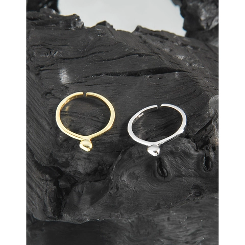 Anello Aperto Regolabile in Argento Sterling S925 per Donna Minimalista Sfera d'Argento Cuore Leggero Lusso Delicato Gioielli
