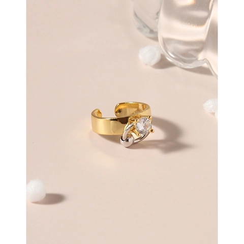 Pendientes de Clip de Plata de Ley 925 Minimalistas Sin Perforación para Mujer Circonia Oro Plata Bicolor Joyería Geométrica Regalo