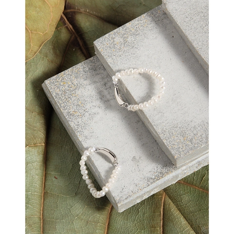 S925 Sterling Silver Artificial Pearl Beaded Ring For Women Minimalist Geometric Arc Design Fashion Elegant Finger Ring Jewelry