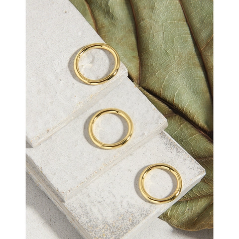 Minimalist 925 Sterling Silver Ring For Women Geometric Circular Solid Plain Band Ring Gold Silver Polished ins Jewelry