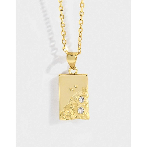 Collana Con Pendente Rettangolare in Argento Sterling 925 Con Intarsio in Zirconia Collana Geometrica Per Donna Gioielli