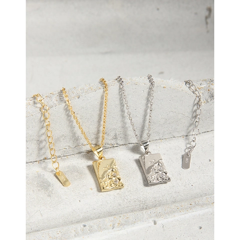 Collana Con Pendente Rettangolare in Argento Sterling 925 Con Intarsio in Zirconia Collana Geometrica Per Donna Gioielli