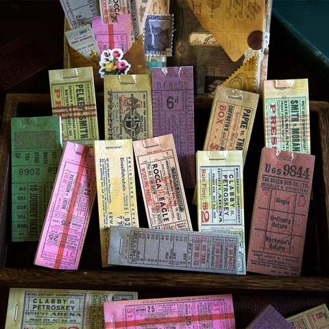 Papel de Material de Scrapbook Decorativo Serie City Shuttle Vintage Pegatinas de Boletos Retro para Embellecimiento de Diario DIY