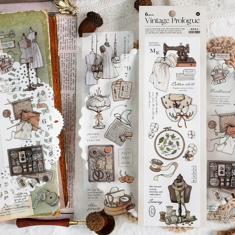 Vintage Prologue PET Stickers Retro Furniture Afternoon Tea Lifestyle Decals For Journaling Scrapbooking DIY Stationery Decor