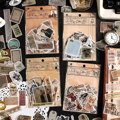 Confezione di Adesivi in Carta Washi Vintage per Scrapbooking Journaling Decorazione DIY Modelli Estetici Stampati di Farfalle e Piante