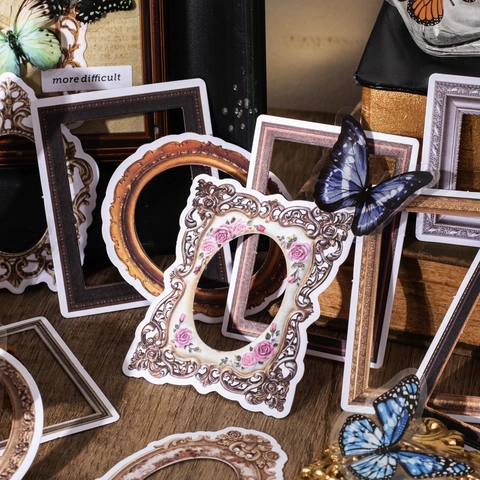 Vintage Butterfly Frame DIY Scrapbooking Material Kit Ρετρό PET Αυτοκόλλητα Ειδικού Χαρτιού για Διακόσμηση Ημερολογίου Χειροτεχνία