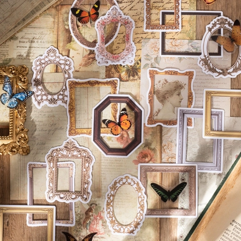 Vintage Butterfly Frame DIY Scrapbooking Material Kit Ρετρό PET Αυτοκόλλητα Ειδικού Χαρτιού για Διακόσμηση Ημερολογίου Χειροτεχνία