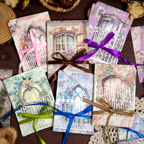 Vintage Europees Venster Bloemen Scrapbooking Materiaal Papier Retro Handgeschilderde Architectuur Decoratief Knutselpapier Voor DIY Kunst