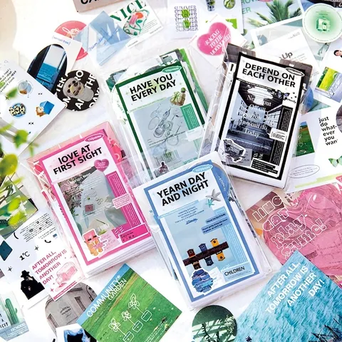Retro Aesthetic Scrapbooking Material Pack Printed Paper Stickers Card Pack Vintage Aesthetic Journaling DIY Decor