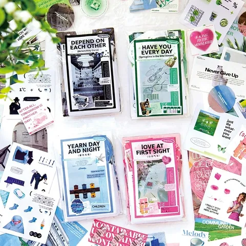 Retro Aesthetic Scrapbooking Material Pack Printed Paper Stickers Card Pack Vintage Aesthetic Journaling DIY Decor