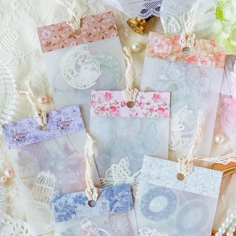Vintage Kant Garen Serie Hol Materiaal Papier Voor Scrapbooking Journaling DIY Decor Vlinder Bloem Thema Scrapbook Papier Set