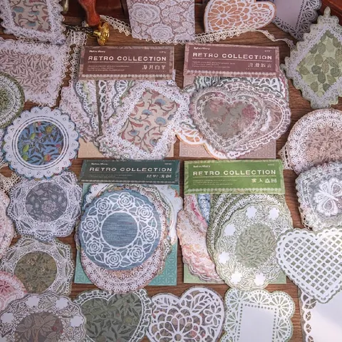 Carta Materiale in Pizzo Vintage Retro Intagliato Blocchetto per Appunti Decorativo per Scrapbooking Fai Da Te 40 Fogli