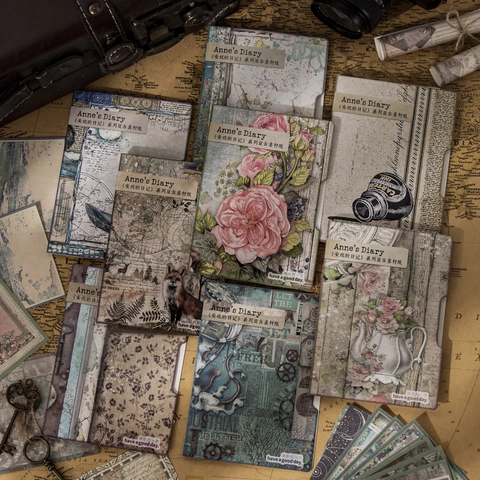Papel de Material Vintage Serie Diario de Anne Papel Decorativo Scrapbooking DIY Papel de Diario Papel de Fondo Retro