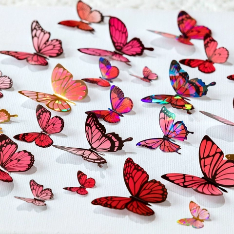 Vintage Laser Gold Foil Butterfly Sticker Set For Scrapbooking Journaling Decoration Materials Aesthetic Stationery Supplies