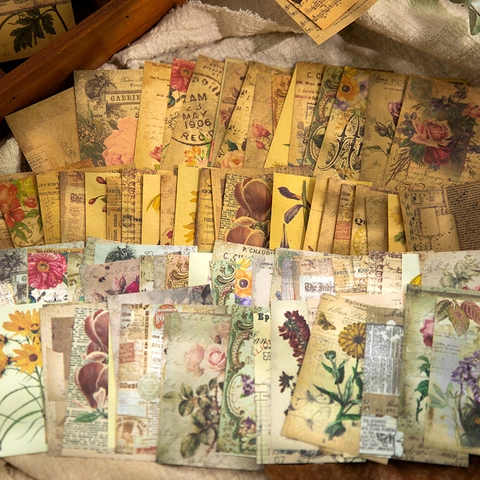 Carta Materiale per Scrapbooking Vintage Memory Image per Diario Artigianato Fai da Te Carta Artigianale Decorativa con Fiori e Farfalle