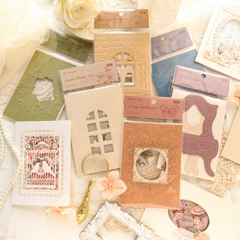Vintage Embossed Hollow Out Specialty Paper Material Set For Scrapbooking DIY Collage Decorative Floral Window Paper Cards