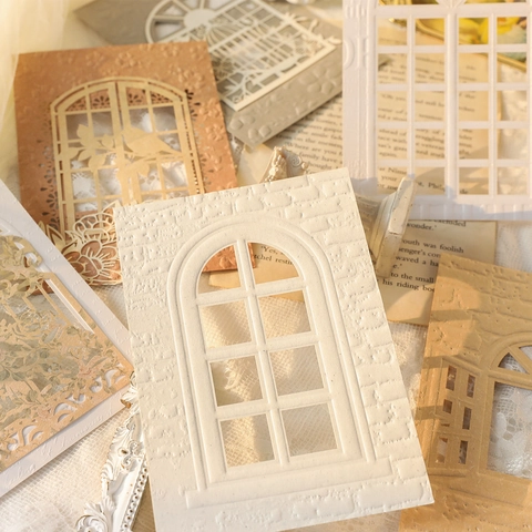 Vintage Embossed Hollow Out Specialty Paper Material Set For Scrapbooking DIY Collage Decorative Floral Window Paper Cards