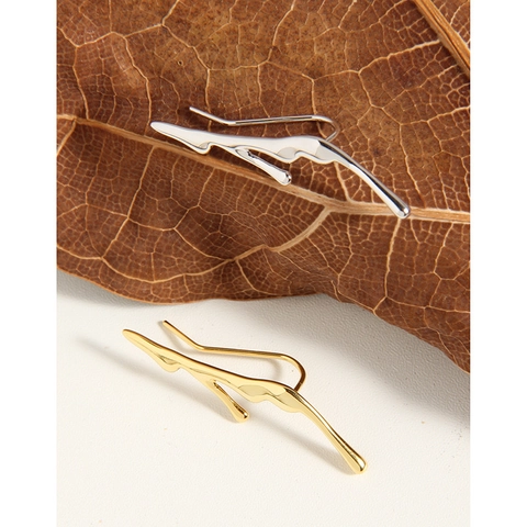 925 Sterling Silver Irregular Liquid Lava Ear Cuffs For Women Minimalist Geometric Melted Metal Non-Pierced Clip On Earrings Fashion Jewelry