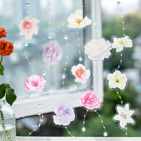 Dreams In Flowers Serie PET Adesivi Floreali Impermeabili Trasparenti Floreali Decalcomanie Decorative Per Scrapbooking Journaling DIY