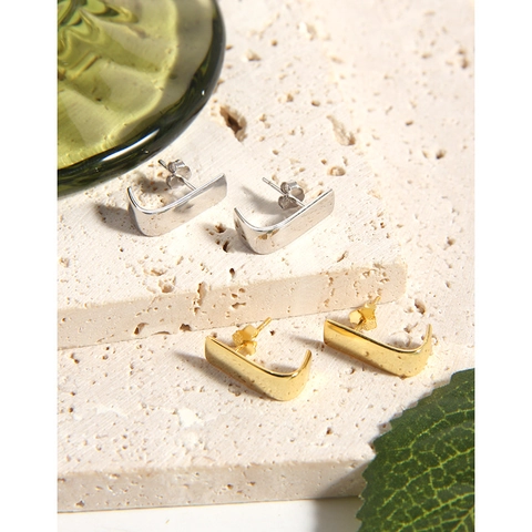 Minimalistische 925 Sterling Zilveren Geometrische Boog Oorknopjes Voor Dames Goud Zilver Verguld Metaal Sieraden