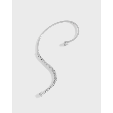 Orecchini a Lobo S925 Argento Sterling a Forma di Onda Crawler per Donna Orecchini Ear Cuff con Zirconia Intarsiata Gioielli