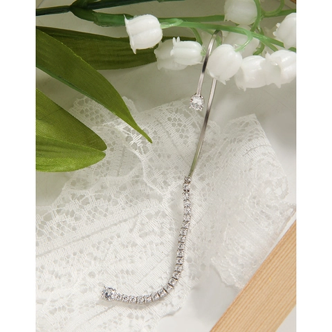 Orecchini a Lobo S925 Argento Sterling a Forma di Onda Crawler per Donna Orecchini Ear Cuff con Zirconia Intarsiata Gioielli