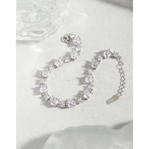 S925 Sterling Silver Tennis Bracelet For Women Sparkling Zirconia Inlaid Luxury Niche Design Adjustable Jewelry Gift