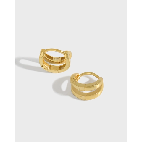 Minimalistische S925 Sterling Zilveren Boog Hoepel Oorbellen Voor Vrouwen Lichtgewicht Geometrische Dubbele Laag Kleine Huggie