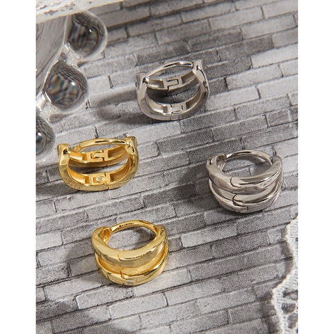 Minimalistische S925 Sterling Zilveren Boog Hoepel Oorbellen Voor Vrouwen Lichtgewicht Geometrische Dubbele Laag Kleine Huggie