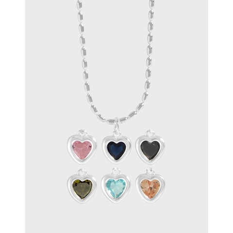 Collana con Pendente a Cuore in Argento Sterling 925 per Donna Girocollo con Strass Intarsiato Eleganti Gioielli alla Moda Regalo