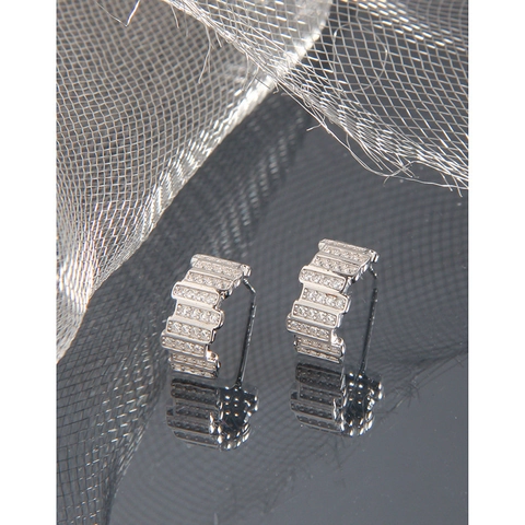 S925 Sterlingsilber Zirkonia Ohrstecker Koreanischer Stil Minimalistisch Geometrische C-Form Weißgold Damen Schmuck