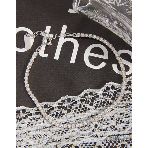 S925 Sterlingsilber Schimmernd Strass Tennis Armband Minimalistisch Geometrisch Vielseitig Verstellbar Gliederkette Für Damen Schmuck