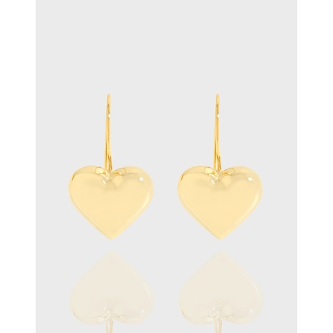 925 Sterling Silver Large 3D Heart Hook Earrings For Women Polished Minimalist Ins Style Dangle Heart Earrings Jewelry Gift