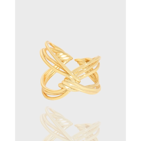 Anello Aperto Intrecciato con Trama a Nodo in Argento Sterling 925 Regolabile Minimalista Geometrico Anello da Dito Donna