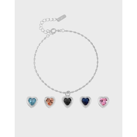 Braccialetto a Cuore in Argento Sterling 925 per Donna Minimalista Micro Intarsiato Strass Catena Regolabile Gioielli Regalo