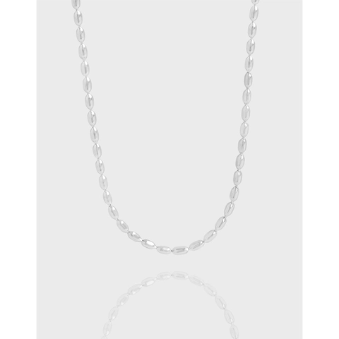 S925 Sterlingsilber Reisperlen Halskette Minimalistisch Platinierte Kleine Perlenkette Armband Fußkettchen Eleganter Damenschmuck Geschenk