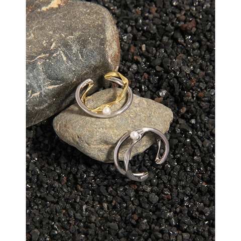 925 Sterlingsilber Doppelter Kreuzring Verstellbar Mit Künstlicher Perle Minimalistischer Eleganter Offener Ring Für Damen Schmuck