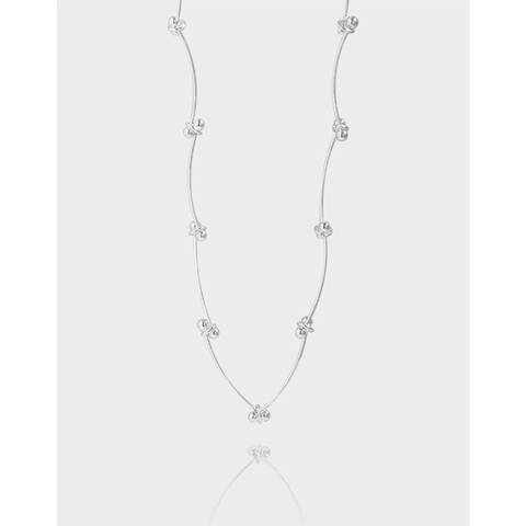Collana in Argento Sterling 925 Minimalista a Segmenti per Donna Gioiello di Lusso Leggero a Catena con Grani Elegante Idea Regalo