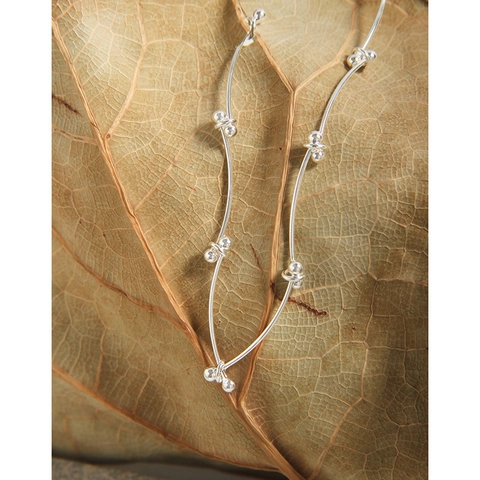 Collana in Argento Sterling 925 Minimalista a Segmenti per Donna Gioiello di Lusso Leggero a Catena con Grani Elegante Idea Regalo