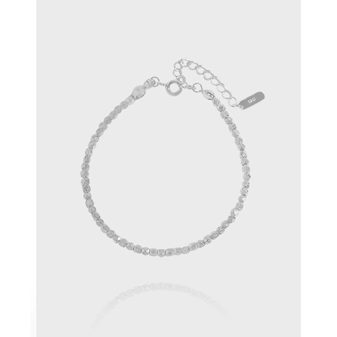 Pulsera de Cuentas con Facetas Irregulares de Plata de Ley 925 para Mujer Cadena de Granos de Plata Minimalista Joyería Ajustable
